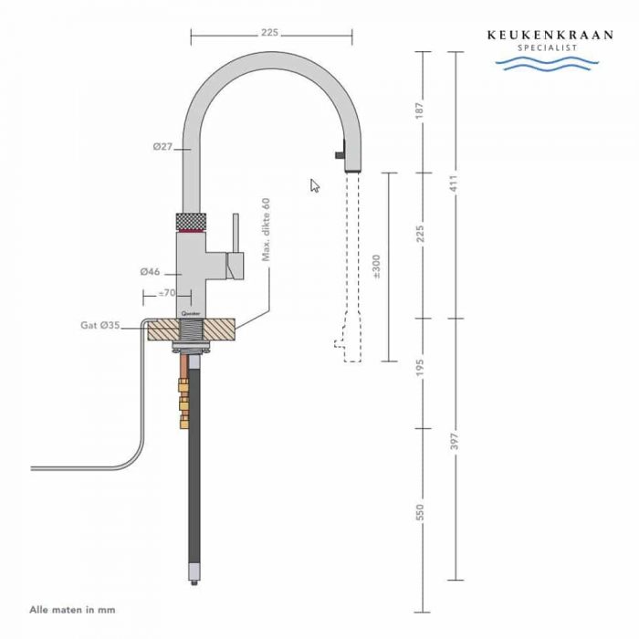 Quooker Flex RVS met combi+ boiler