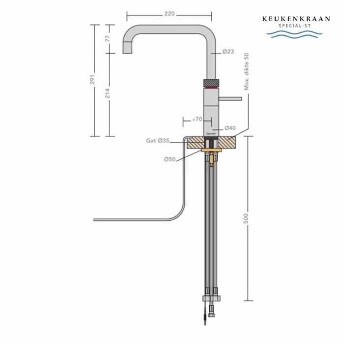 Quooker fusion square zwart met combi+ boiler