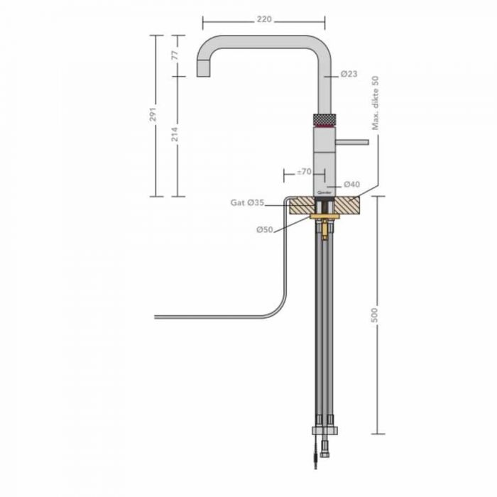 Quooker fusion square met combi+ boiler